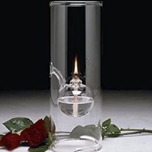 Vintage Wolfard Blown Glass Oil Lamp 9” tall from Plymouth Harlee Inc.